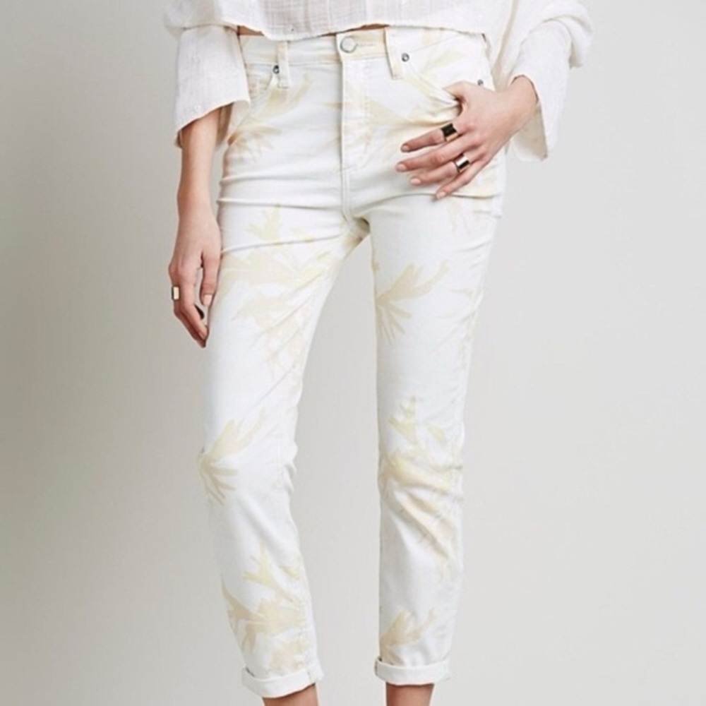 Free People Sunprint Palm Skinny Jeans Size 27